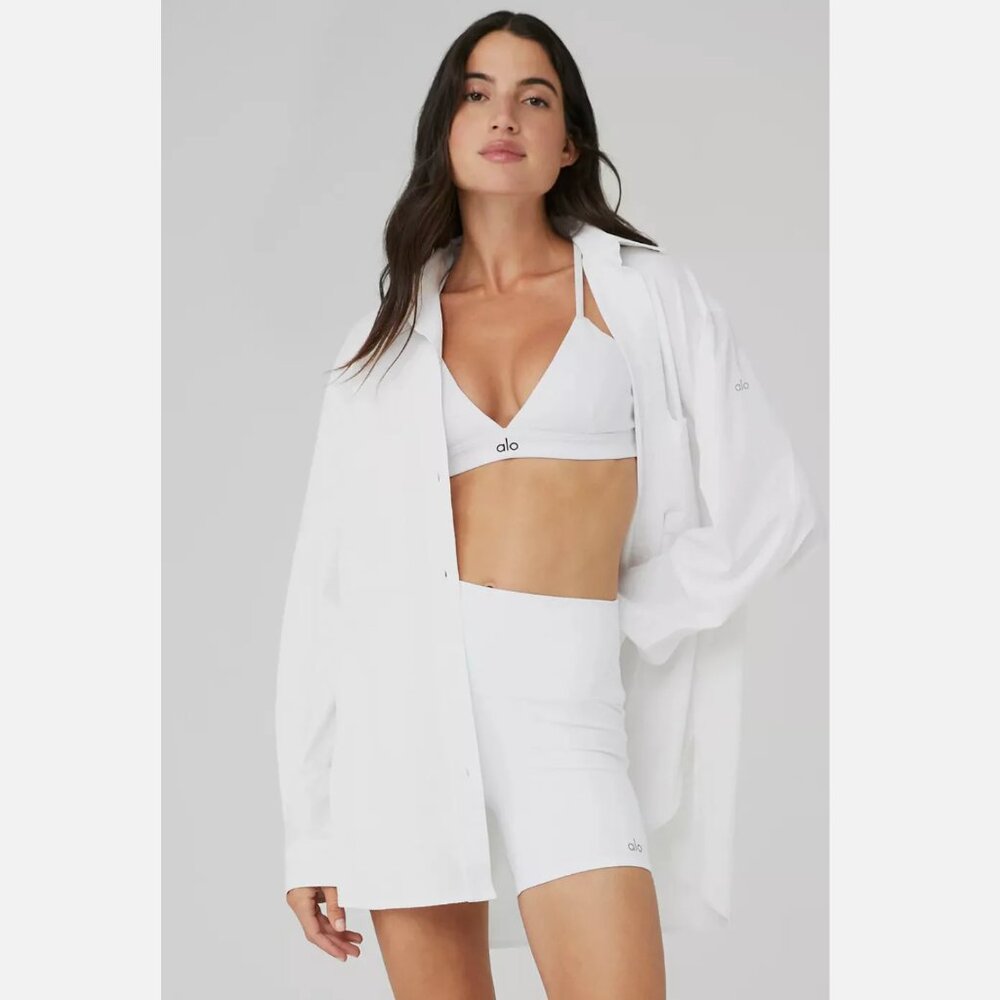 SOLD NWT Sz XS Alo Yoga Dreamscape Button Down Long Sleeve Shirt White